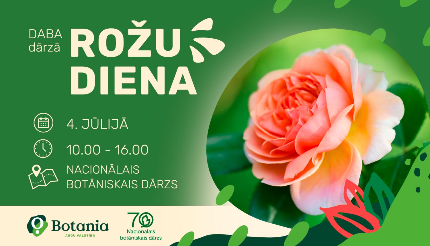 Reklāma Rožu dienai Nacionālajā botāniskajā dārzā