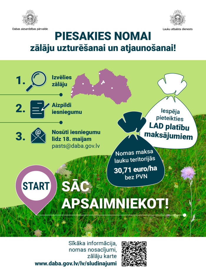 Piesakies nomai zālāju uzturēšanai un apsaimniekošanai