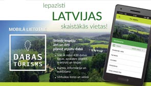 Mobilās lietotnes DABAS TŪRISMS baneris