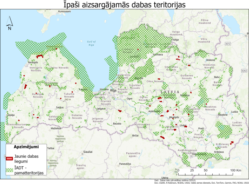 Jaunās un esošās īpaši aizsargājāmās dabas teritorijas