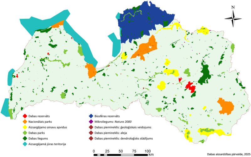 Latvijas īpaši aizsargājamo dabas teritoriju kopskata karte