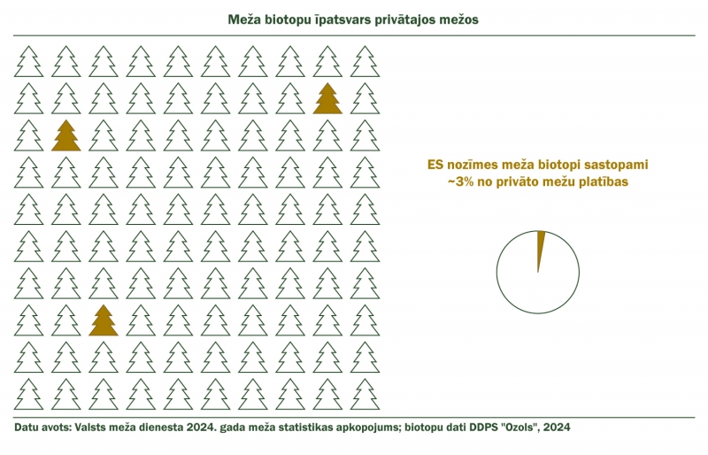 ES nozīmes meža biotopi privātajos mežos (2024)