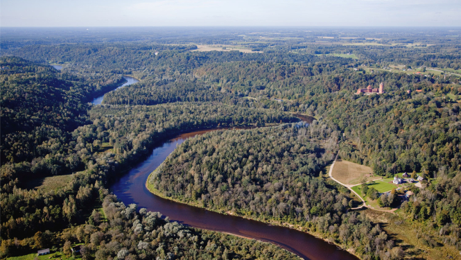 Gaujas Nacionālā parka ainava no gaisa