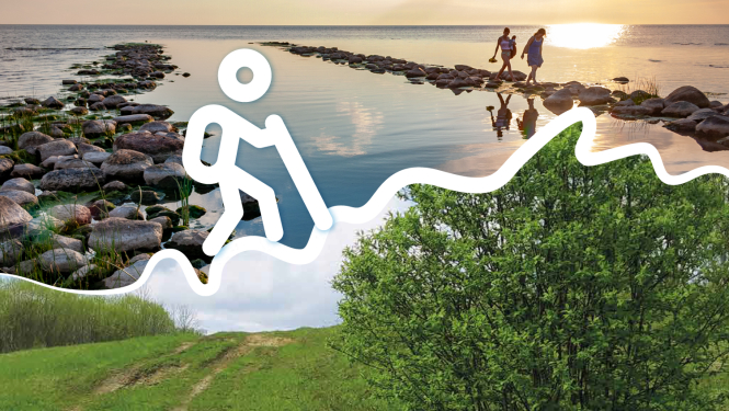 Jūras krasts, lauku ceļš virzās kalnup