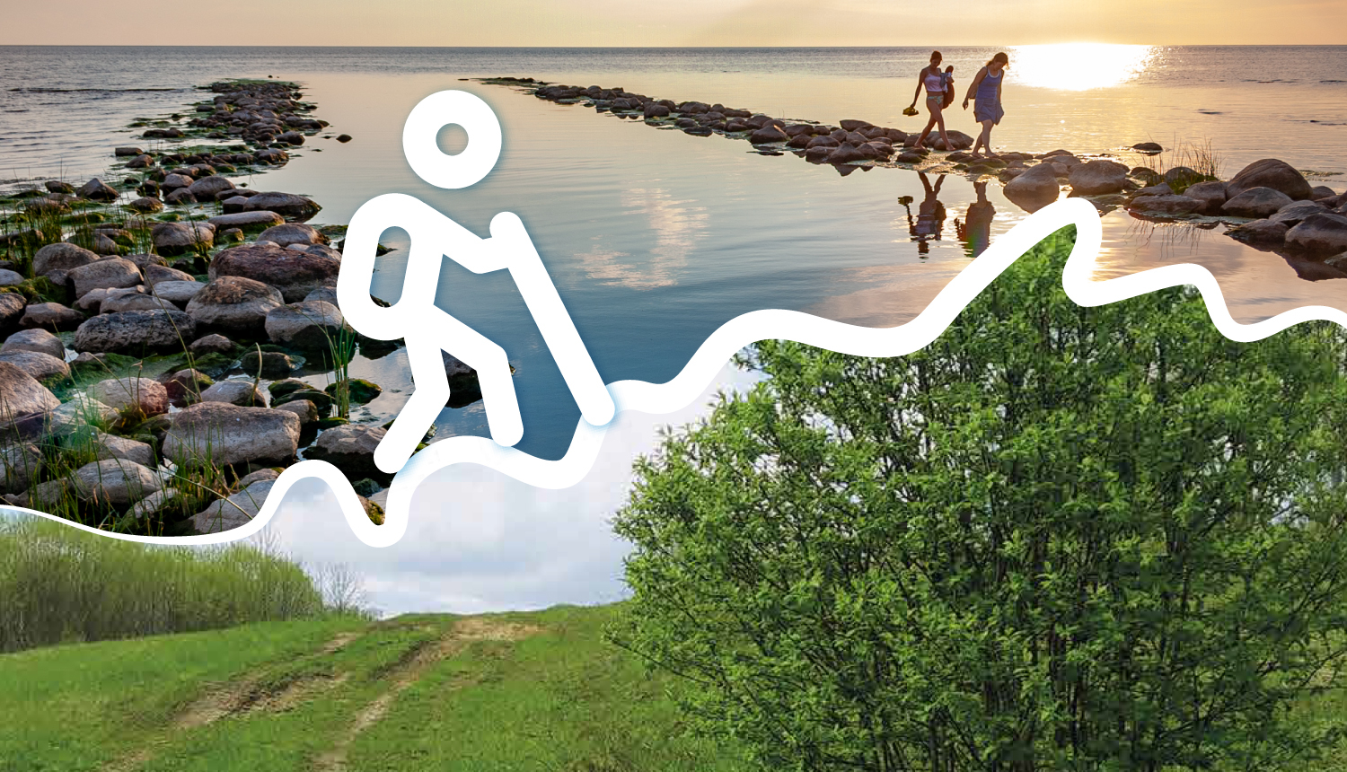 Jūras krasts, lauku ceļš virzās kalnup