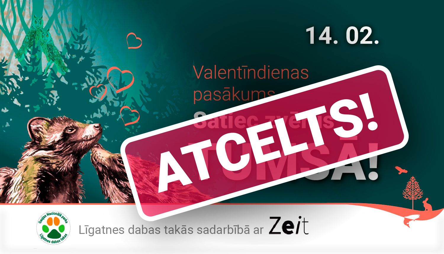 Pasākums Zvēri tumsā atcelts