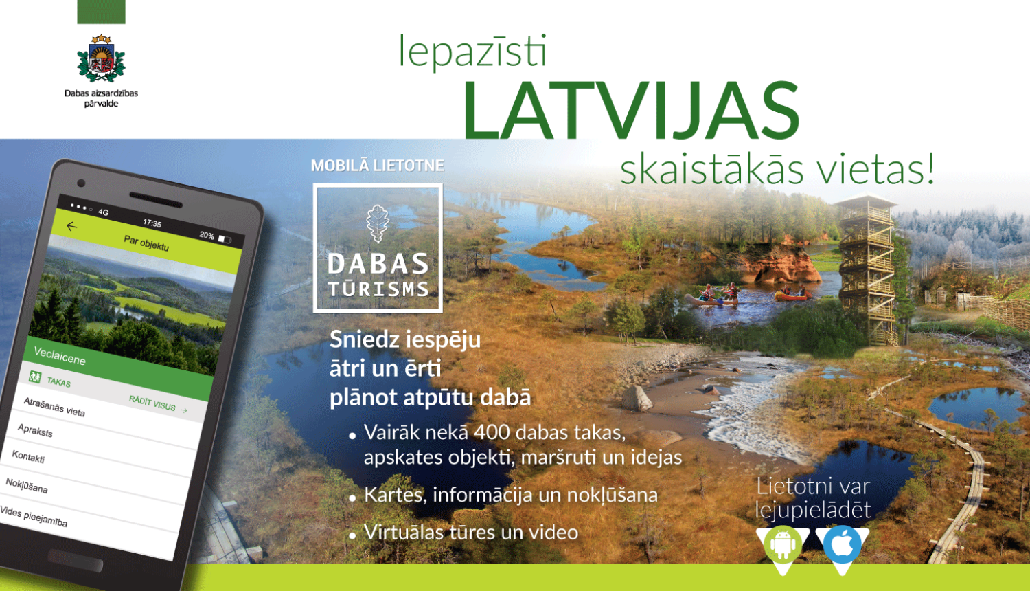 Ilustratīvs attēls par lietotni Dabas tūrisms