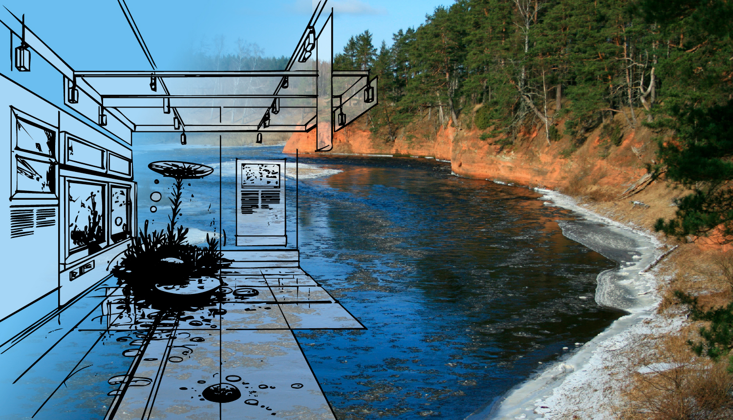 Salaca ziemā un iekštelpu ekspozīcija par upi